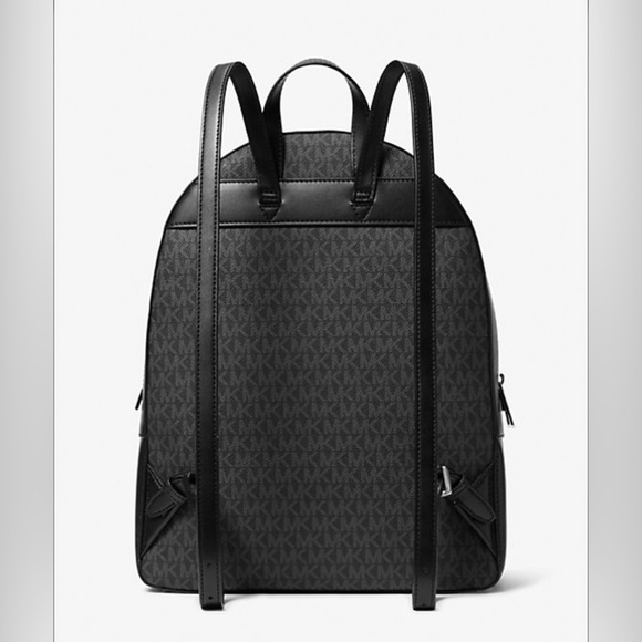 Michael Kors Backpack Jaycee Large Canvas MK Logo Backpack Black Travel Trip New main image 13